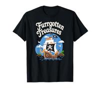 Trésors poilus oubliés Bateau Pirate Chats Humour T-Shirt