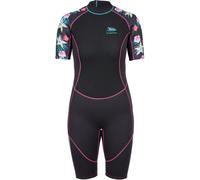 Trespass Combinaison courte Sonar 3 mm Femme – manches courtes, coutures plates, zip dos, noir L