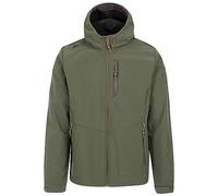 Trespass Marlon B Veste softshell pour homme avec protège-menton, 3 poches zippées, capuche fixe réglable, Vert feuille, L