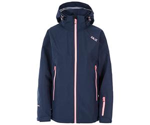 Trespass Tammin Veste imperméable et Coupe-Vent avec Capuche réglable, Fermeture Éclair de Ventilation sous Les aisselles, Poche pour Pass de Ski, Jupes de Neige détachables S Bleu Marine