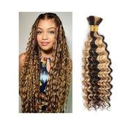 Tressage de cheveux Cheveux humains ondulés profonds, couleur P4/27, 1 lot, for micro-tresses, crochet, sans trame, 100 g Extensions de dreadlocks(20inches)