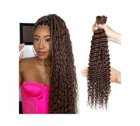 Tressage de cheveux Cheveux humains tressés brun chocolat for tresses bohèmes #4 Deep Wave, cheveux brésiliens Remy en vrac sans trame Extensions de dreadlocks(20 22 24)