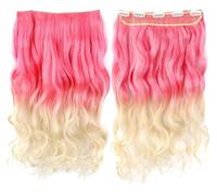 tressage de cheveux, tressage de cheveux humains, Extensions de cheveux synthétiques à clipser - Postiches arc-en-ciel naturels - 5 clips en une seule pièce - Extensions de cheveux ondulées multicolor