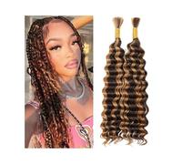 Tressage de cheveux Tresses naturelles indiennes ondulées profondes de 14 à 30 pouces, mèches P4/27, for tresses bohèmes Extensions de dreadlocks(14inches)
