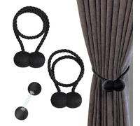 Tressage Magnétiques Rideaux Boucle, Embrasse Rideau Aimantée, Embrasses Magnétiques pour Rideaux, Embrasses à Rideaux, Magnétiques pour Rideaux, pour Décoration de Maison, Chambre à Coucher, Noir