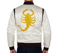 TRESSANO Drive Ryan Gosling Scorpion Veste bomber matelassée en satin Blanc, blanc, Medium