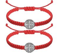 Tressé Bracelet 2 bracelets avec médaille catholique de Saint Benoît