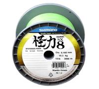 Tresse de pêche - SHIMANO - Kairiki 8 - 8 Brins - Mantis Green - 3000m - D.0-2mm - R.17-1Kg
