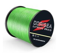 Tresse Dorisea 100 m - 100 % polyéthylène - Ligne de pêche 6, tressée - Test 249,5 kg - Résiste à l'abrasion - Ne s'étire pas - Petit diamètre, vert fluorescent, 40lb/0.32mm