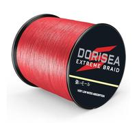 Tresse Dorisea 100 m - 100 % polyéthylène - Ligne de pêche 6, tressée - Test 249,5 kg - Résiste à l'abrasion - Ne s'étire pas - Petit diamètre, Red, 40lb/0.32mm