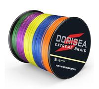 Tresse Dorisea 100 m - 100 % polyéthylène - Ligne de pêche 6, tressée - Test 249,5 kg - Résiste à l'abrasion - Ne s'étire pas - Petit diamètre, multicolore, 40lb/0.32mm