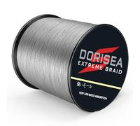 Tresse Dorisea 100 m - 100 % polyéthylène - Ligne de pêche 6, tressée - Test 249,5 kg - Résiste à l'abrasion - Ne s'étire pas - Petit diamètre, gris, 40lb/0.32mm