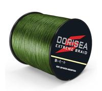 Tresse Dorisea 100 m - 100 % polyéthylène - Ligne de pêche 6, tressée - Test 249,5 kg - Résiste à l'abrasion - Ne s'étire pas - Petit diamètre, vert militaire, 550lb/2.5mm(16Strands)