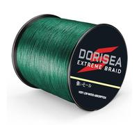 Tresse Dorisea 100 m - 100 % polyéthylène - Ligne de pêche 6, tressée - Test 249,5 kg - Résiste à l'abrasion - Ne s'étire pas - Petit diamètre, vert mousse, 40lb/0.32mm
