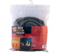 GEB Propfeu Tresse Ronde Extensible en Fibre de Verre pour étanchéité réfractaire des vitres d'insert de cheminée - Diamètre Ø 14 à 13mm - Sachet de 5m de Long, Noir