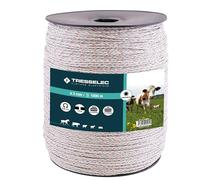TRESSELEC - Cordon diamètre 3mm - Clôture électrique pour animaux (vache, chèvre, mouton, cheval) - Bobine de 1000m - 6 fils inox diamètre 0,20mm et 3 fils cuivre diamètre 0,30mm