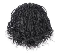 Tresses en Crochet Torsadées Sénégalaises avec Pointes Bouclées 10 Inch Curly Boho Box Braids Cheveux Tressés Pré-Bouclés 6 Paquets, 1B Noir