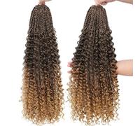 Tresses synthétiques style Boho de 24 pouces, tresses au Crochet, extrémités bou s bohème, cheveux synthétiques pré-bouclés en désordre for femmes noires(1B 30 27 Color,2Pcs)