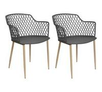 TRESSIE - Lot de 2 Fauteuils Gris avec Pieds Métalliques -