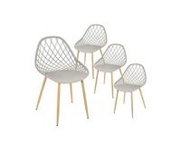 TRESSIE - Lot de 4 Chaises Gris Taupe Coque Arrondie - CMP