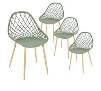 TRESSIE - Lot de 4 Chaises Vertes Coque Arrondie