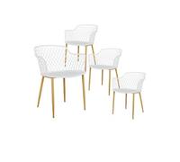 TRESSIE - Lot de 4 Fauteuils Blancs Pieds Effet Bois Verni - Altobuy Blanc