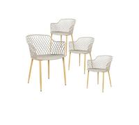 TRESSIE - Lot de 4 Fauteuils Taupe Pieds Effet Bois Verni - Altobuy Marron