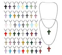 Tressify Ensemble de collier avec pendentif en forme de croix en pierres précieuses, 50 pièces, cordons réglables, fabrication de bijoux