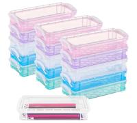 Tressify Lot de 16 boîtes à Crayons Transparentes, Grande capacité, boîtes en Plastique PVC colorées avec Boucle de Verrouillage, Organisateur empilable pour marqueurs et Fournitures de Bureau