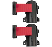 Tressify Lot de 2 barrières murales rétractables avec ceinture noire de 145 cm, boîtier en acier inoxydable pour un contrôle efficace des files d'attente et une installation facile