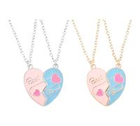 Tressify Lot de 2 colliers d'amitié avec cœur pour 2 tout-petits, avec une forte force d'attache, cadeau de Saint-Valentin, chaîne de 50 cm