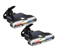 Tressify Lot de 2 feux arrière, rouge, jaune, bleu, haute luminosité, plusieurs modes, énergie solaire et lampe d'avertissement de sécurité rechargeable par USB pour vélo en plein air