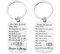 Tressify Lot de 2 porte-clés en acier inoxydable avec pendentif gravé, idéal pour un anniversaire de mari ou femme, 5,1 x 2,8 x 0,1 cm