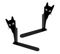Tressify Lot de 2 serre-livres en métal - Motif chat noir - 16 x 19 cm - Très résistants - Cadeau pour les amoureux des chats