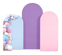 Tressify Lot de 3 housses d'arche rondes élastiques pour toile de fond d'événement, arches de mariage et d'anniversaire, tissu en soie de lait bleu avec fermeture éclair en bas