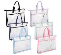 Tressify Lot de 6 sacs de projet en maille transparente avec fermeture éclair et bandoulière, solution de rangement A3 pour couture et matelassage