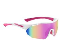 Tressify Lunettes de soleil de cyclisme légères avec monture en polycarbonate, lunettes de soleil surdimensionnées à la mode, design épuré demi-monture avec monture blanche et rose pour activités de