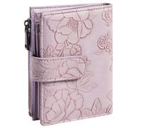 Tressify Portefeuille à trois volets en cuir synthétique gaufré pour femme, sac à main court avec blocage RFID avec emplacements pour cartes, poche pour pièces de monnaie, fermeture à boucle