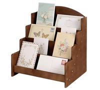 Tressify Présentoir à Cartes en Bois à 4 Niveaux, 33,5 x 30,5 x 25,9 cm, Support en contreplaqué pour Cartes Postales, Organiseur de Cartes, présentoir pour Cartes de vœux, Photos et Petits Objets
