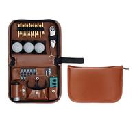 Tressify Sac à outils de golf en cuir, organiseur multi-compartiments pour télémètre et accessoires, portable avec fermeture éclair, bande élastique, coffret cadeau, 24 x 17 x 6 cm