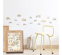 TRESXICS Stickers Muraux Enfants Voitures et Camions, 32 pièces, Décoration Chambre Bébé Original et Résistant, Effet Papier Peint Adhesif Mural, Application Facile et Amovible (Jaune)