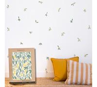 TRESXICS Stickers Muraux Salon Marguerite Feuille Aquarelle, 194 Pièces, Décoration Chambre Original et Résistant, Effet Papier Peint Autocollant Mural, Application Facile et Amovible (Jaune)