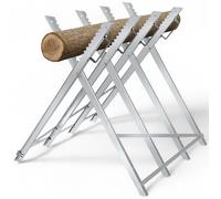 Tréteau de chantier - TECTAKE - Chevalet de sciage en acier pliant, 4 tréteaux, capacité 200 kg, 84 x 80 x 80 cm - Argent