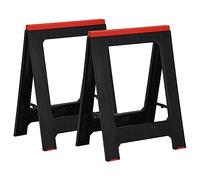 Tréteaux de travail pliables 2 pcs en polypropylène noir et rouge 58x41,5x77 cm capacité 350 kg pour chantier bâtiment rénovation peinture maçonnerie sécurité accès extérieur