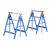 Tréteaux pliables - HOMCOM - lot de 2 télescopiques hauteur réglable 80-130 cm robuste - acier - bleu