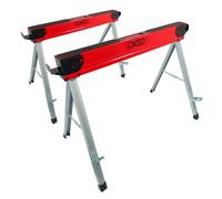 Tréteaux Pliables X 2 -1000kg - Métal - Surface Antidérapante - Poignées de transport - Largeur 48mm - Tréteau chantier atelier