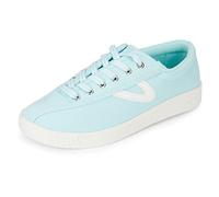 TRETORN Nyliteplus Canvas Sneakers Women's Lace-up Casual Tennis Shoes Classic Vintage Style Baskets en Toile à Lacets pour Femme Classique, Gros Grain rayé Blanc Menthe, 42.5 EU