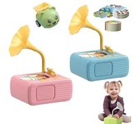 Tretregard Kids Phonograph, Kids Phonograph with 96 Cards, Toddler Record Gramophone Audio Book Toy, Educational Music Story Player, Interactive Gift for Boys and Girls (C+D)