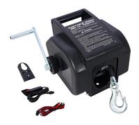 Treuil de remorque 12 V, treuil électrique réversible, pour bateaux jusqu'à 2 268 kg, câble métallique galvanisé, montage rapide, télécommande manuelle, entrée et sortie manuelle, noir