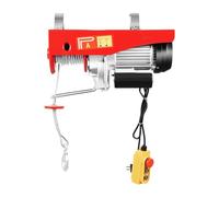 Treuil électrique 1000 kg 220 V 1600 W Moteur en cuivre 12 m Corde 8 m/min simple 4 m/min Double corde d'urgence IP40 Palan à bouteille Grue avec télécommande par câble pour garage, atelier, scène